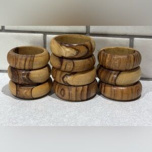 Napkin Rings Set Of 10 Natural Wood - Handmade.